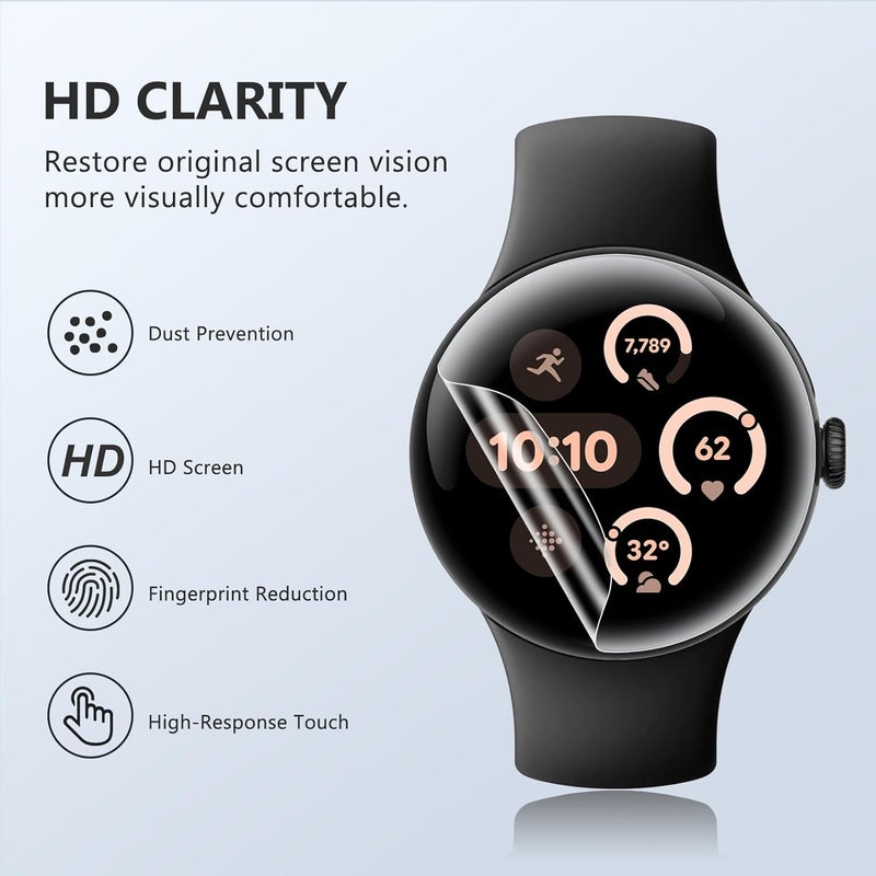 EGV 6 Pack for Google Pixel Watch 45mm Screen Protector, Pixel Watch 4/3 Screen Protector [Upgrade Flexible Film] Self-Healing, Anti-Scratch, [Non-Bubbles] Soft HD TPU - Image 5